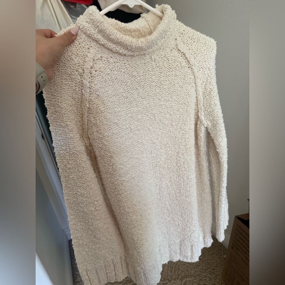 Anthropologie Cream Textured Turtleneck Sweater